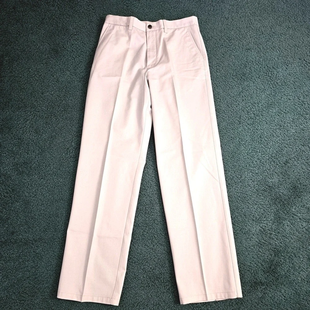 St Johns Bay Men's Worry Free Classic Fit Flat Front Pants 32x34 Stone Khaki NWT